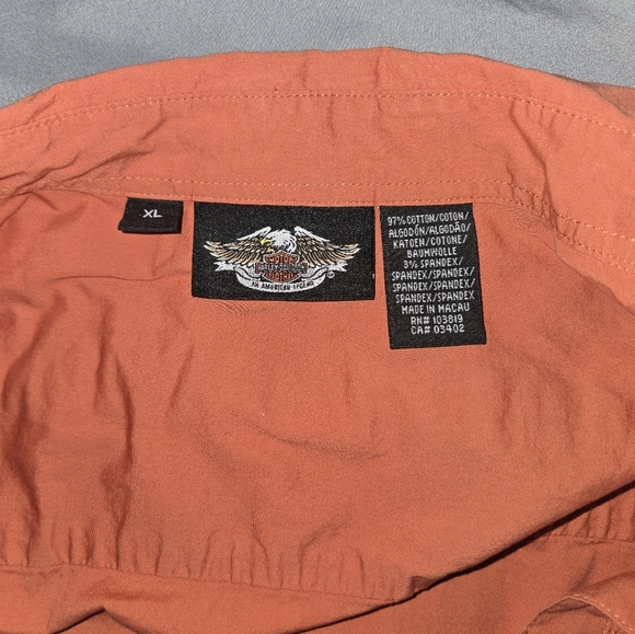 Harley-Davidson Women's Orange Button-Up Shirt Size XL | Western Style Pockets - Picture 5 of 7